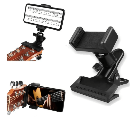Adjustable Guitar Phone Clip Holder – Black