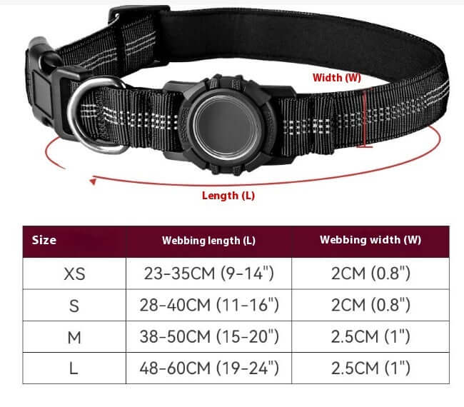 Reflective Dog Collar with Apple AirTag Holder