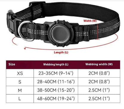 Reflective Dog Collar with Apple AirTag Holder