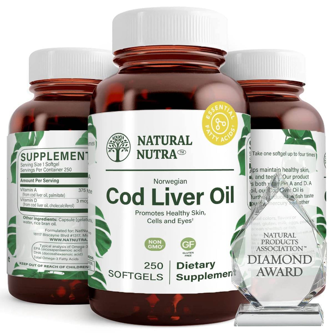 Natural Nutra Norwegian Cod Liver Oil, 250 Softgels