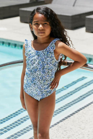 Marina West Swim Salty Air Round Neck One-Piece in Blue.