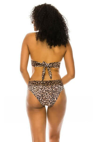 Two Piece Leopard Print with Organza trim top and