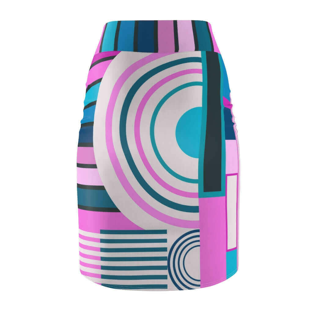 Womens Skirt, Pink and Blue High Waist Pencil Skirt, S19817.