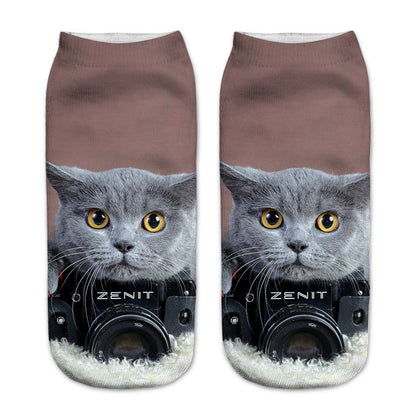 Cute Cat Series 3D Digital Print Socks for Kids