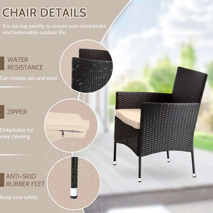 Outdoor Rattan 4 Piece Patio Furniture Conversation Set