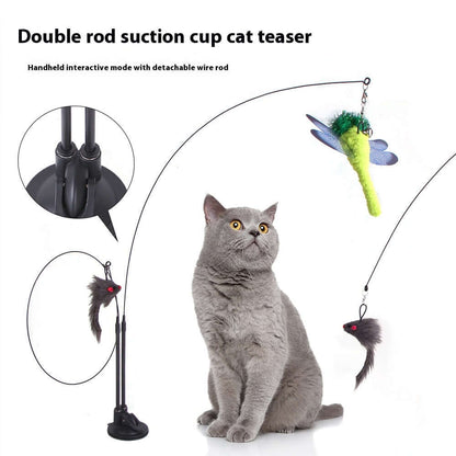 Suction Cup Cat Teaser Toy with Animal Attachments