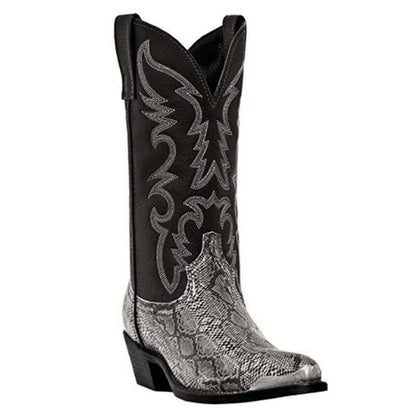 Snake-Print Western Cowboy Boots - Gold or Silver