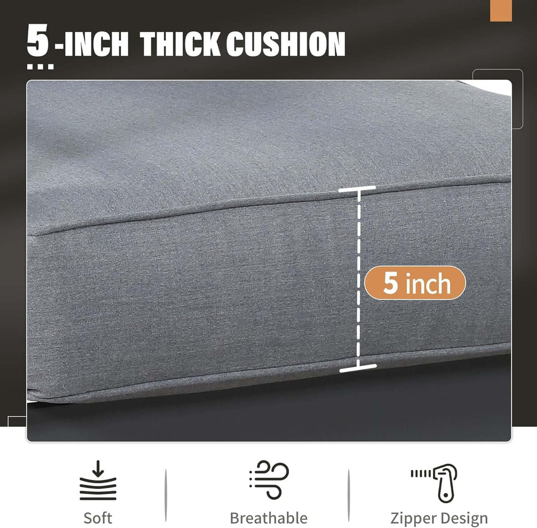 Aluminum Patio Furniture Set Seven Seat Outdoor Conversation Grey