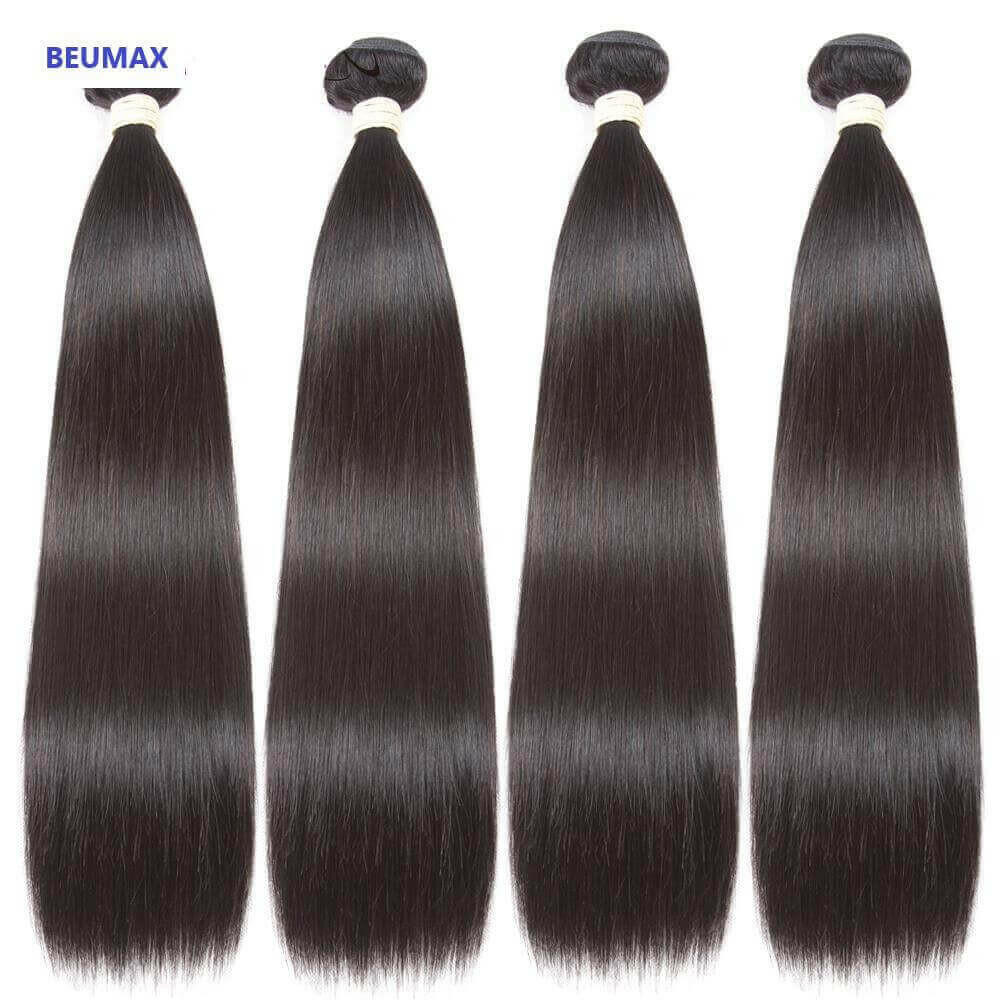 BeuMax 10A Grade 3/4 Straight Hair Bundles with 2x6 Closure Brazilian.