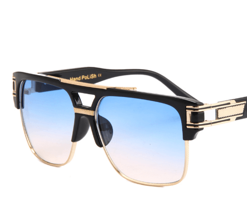 Men’s Rectangle Alloy-Frame Sunglasses with UV400