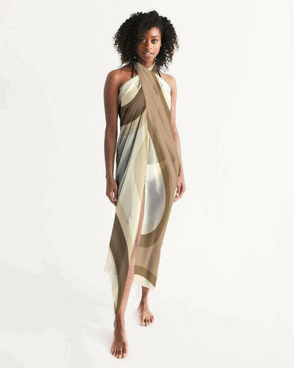 Sheer Sarong Swimsuit Cover Up Wrap / Brown Swirl.