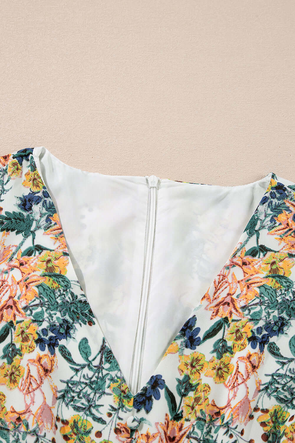 Floral 3/4 Sleeve V-Neck High Waist Ruffle Dress