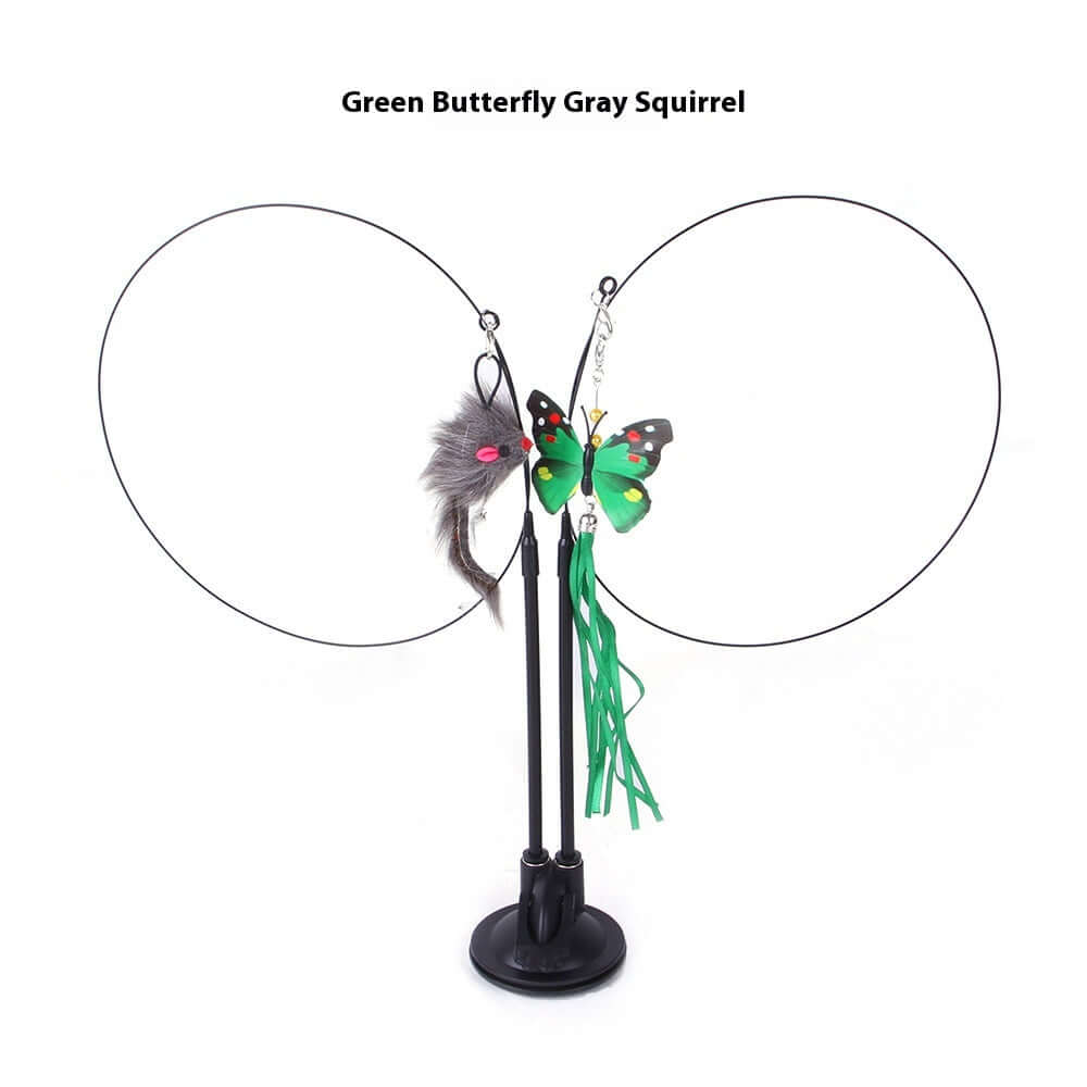 Suction Cup Cat Teaser Toy with Animal Attachments