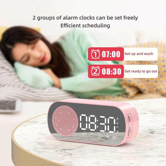 Music Alarm Clocks Mirror FM Radio LED Bluetooth Speaker.