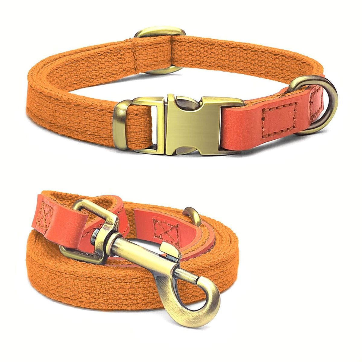 Qianruida Padded Nylon Dog Collar and Leash Set - Orange, Large