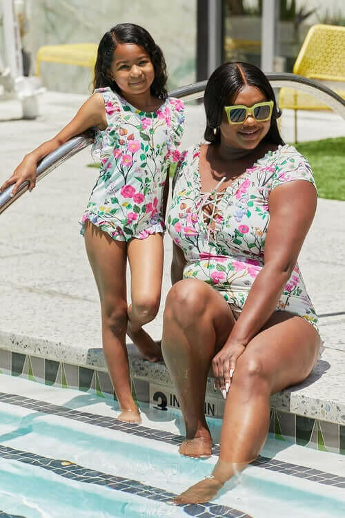 Marina West Swim Bring Me Flowers V-Neck One Piece Swimsuit Cherry