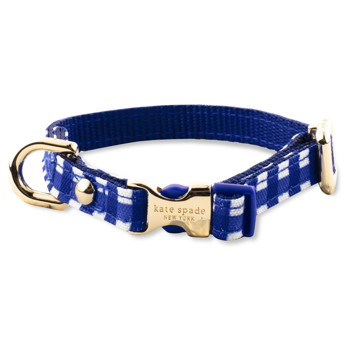 kate spade new york Navy Gingham Dog Collar - Extra Small