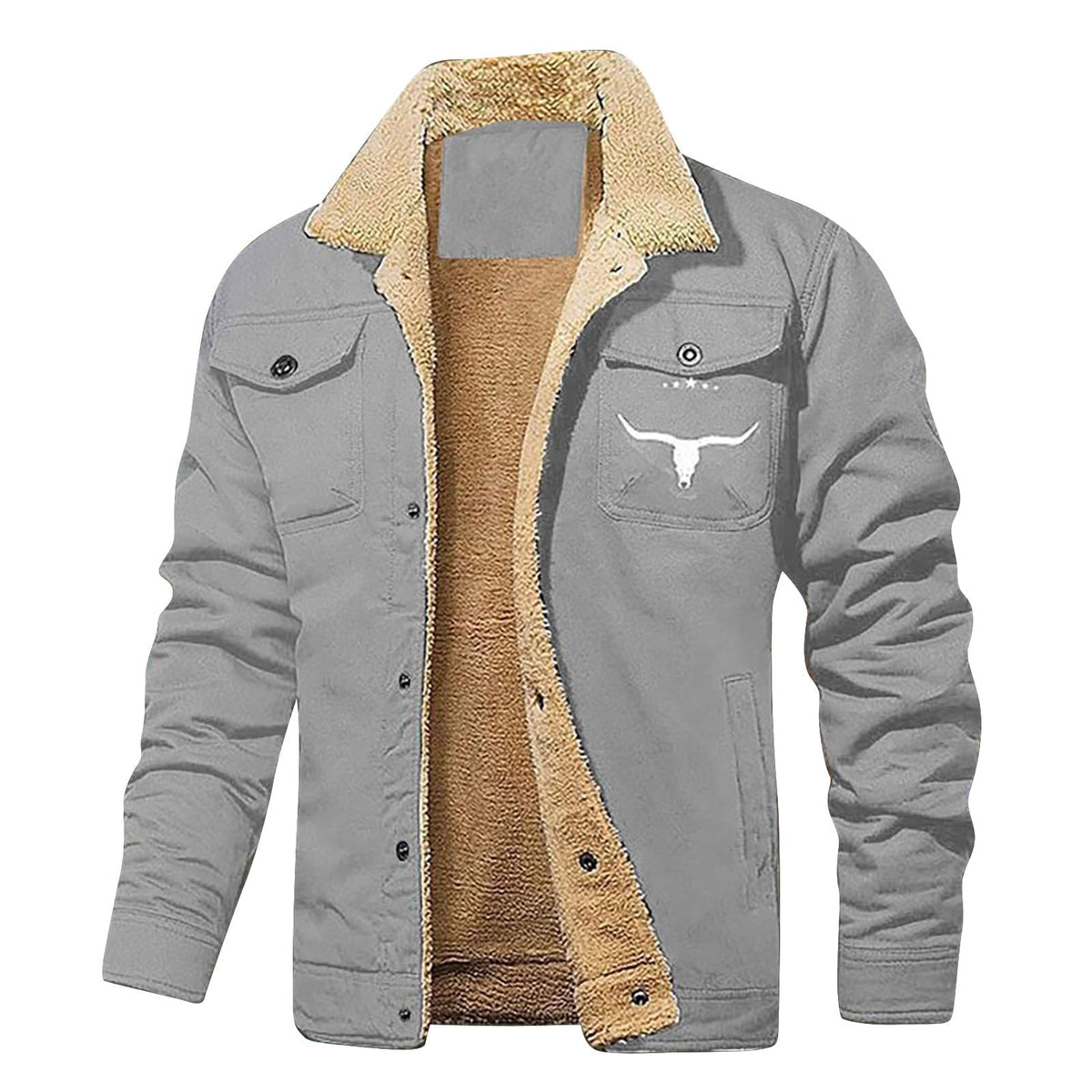 TMJSPOYOU Winter Jackets Mens Fleece Retro Jacket Western Sherpa Fleece Lined Coat Winter Warm Lapel Trucker Jackets with Pockets