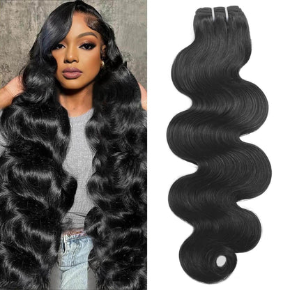 YNiSew Body Wave Human Hair Bundle – 22 Inches, Natural Black