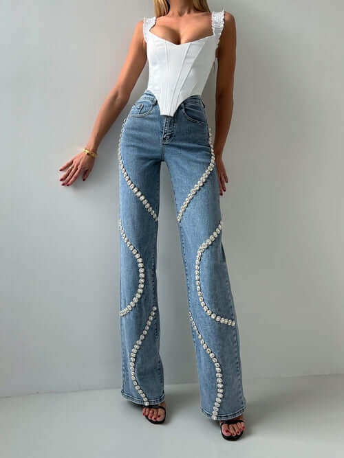 Loose Straight Leg Jeans And Fashionable Casual Pants With A Rhine