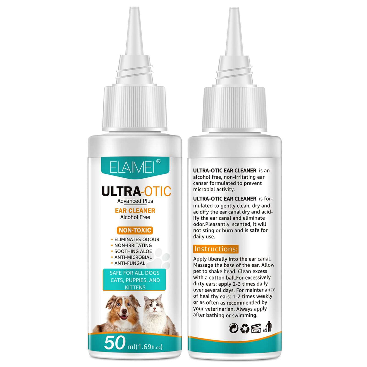 ELAIMEI Pet Ear Cleaning Solution for Dogs &amp; Cats – 50ml