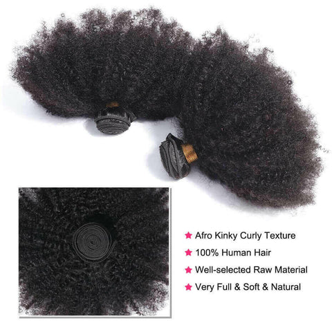 10A Grade 3/4 Bundles Afro Kinky Curly weave with 4X4 Closures & 13x4.