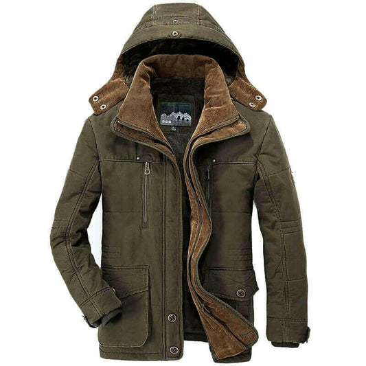 Mens Hooded Winter Parka Coat with Inner Fleece.