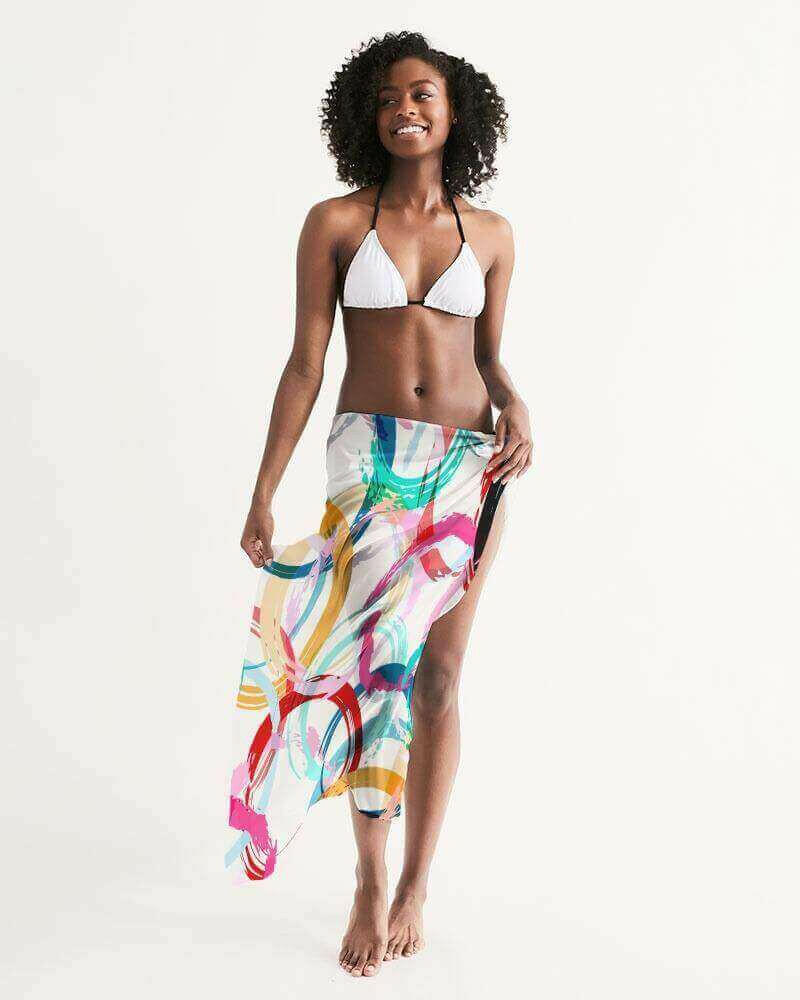 Sheer Circular Multicolor Swimsuit Cover Up.