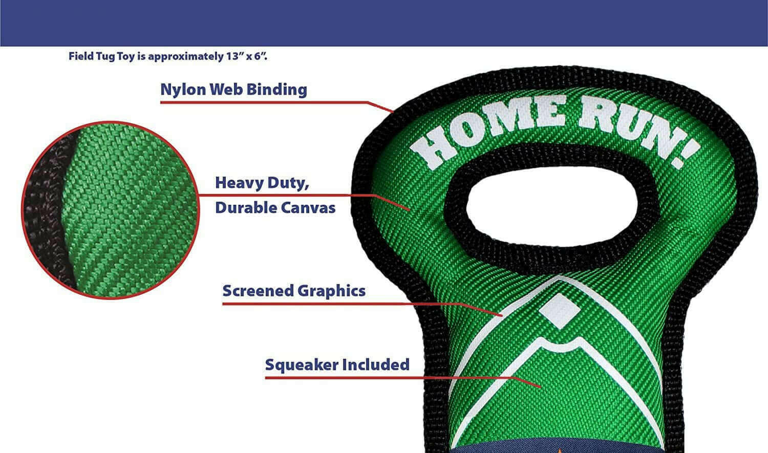 MLB NEW YORK YANKEES Baseball Field Dog Toy with Double Rim Stitching &amp; Inner SQUEAKER