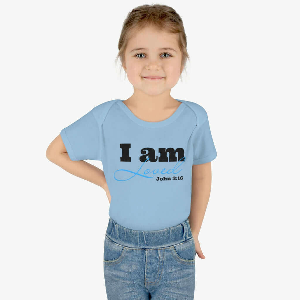 Infant Short Sleeve Bodysuit, Bodysuit, I am Loved Word Art.