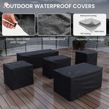 5 Piece Wicker Patio Furniture Set With Fire Pit Table Grey