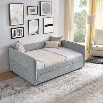 Daybed with Trundle Upholstered Tufted Sofa Bed, Full Size, Boucle