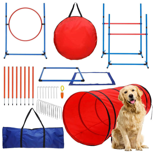 15 Piece Dog Agility Course Backyard Set  Dog Agility Training.