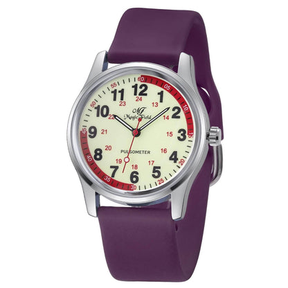 ManChDa Nurse Watch with Luminous Dial &amp; Silicone Band – Purple