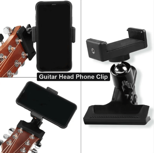 Adjustable Guitar Phone Clip Holder – Black