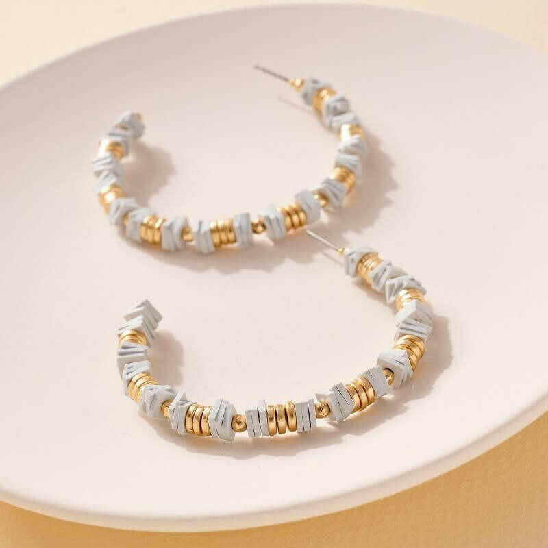 Rubber and Metal Disc Hoop Earrings