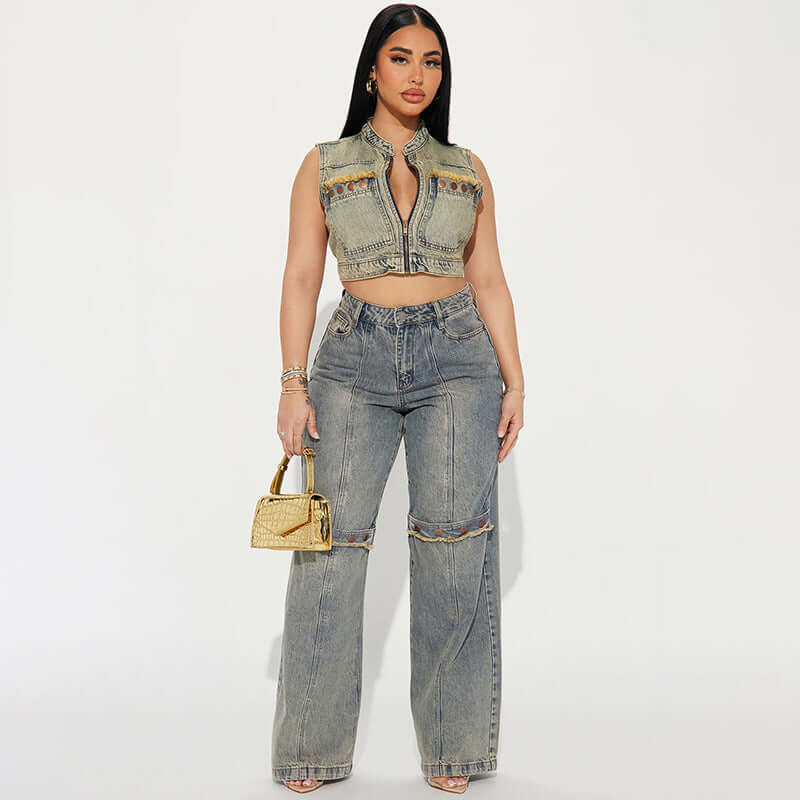 Y2k Baggy Wide Leg Jeans Women Vintage Streetwear Washed Denim Pants