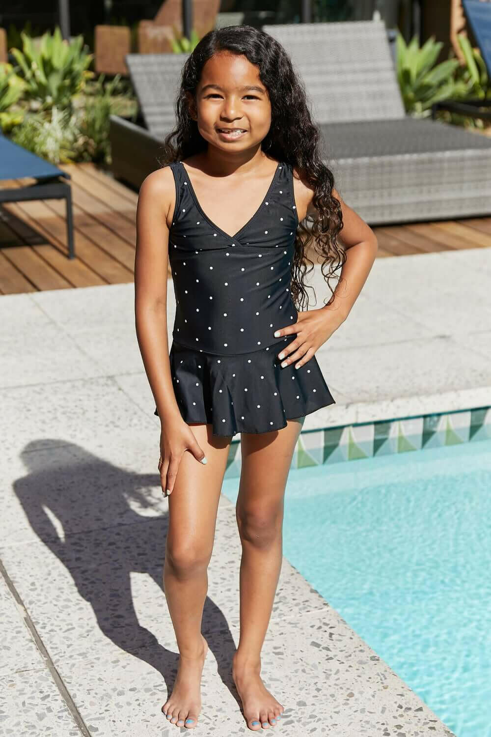 Marina West Swim Clear Waters Swim Dress in Black/White Dot.