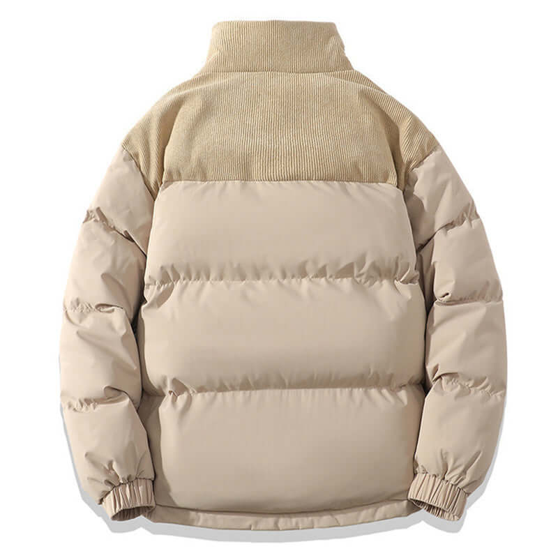 Winter Stand Collar Contrast-colored Coat Cotton Padded Jacket For Men