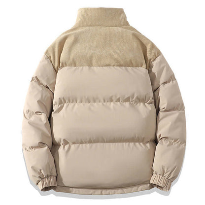 Winter Stand Collar Contrast-colored Coat Cotton Padded Jacket For Men