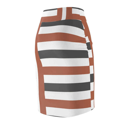 Womens Skirt, Brown and Grey Stripes Pencil Skirt, S43625.