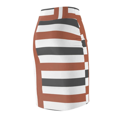 Womens Skirt, Brown and Grey Stripes Pencil Skirt, S43625