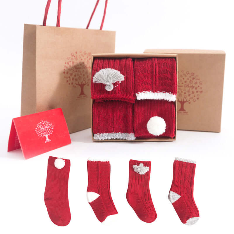 Baby &amp; Toddler Red Combed Cotton Socks