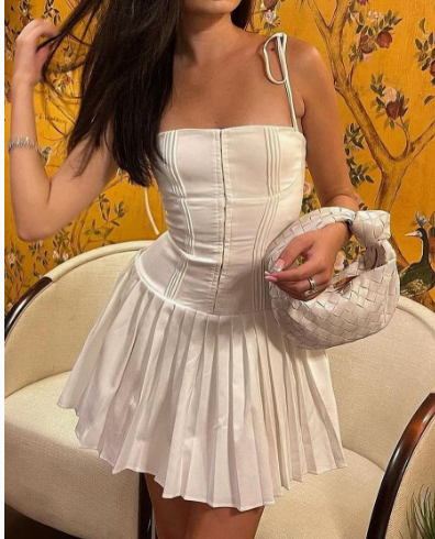 Summer White Backless Dress - French Style Mini Dress