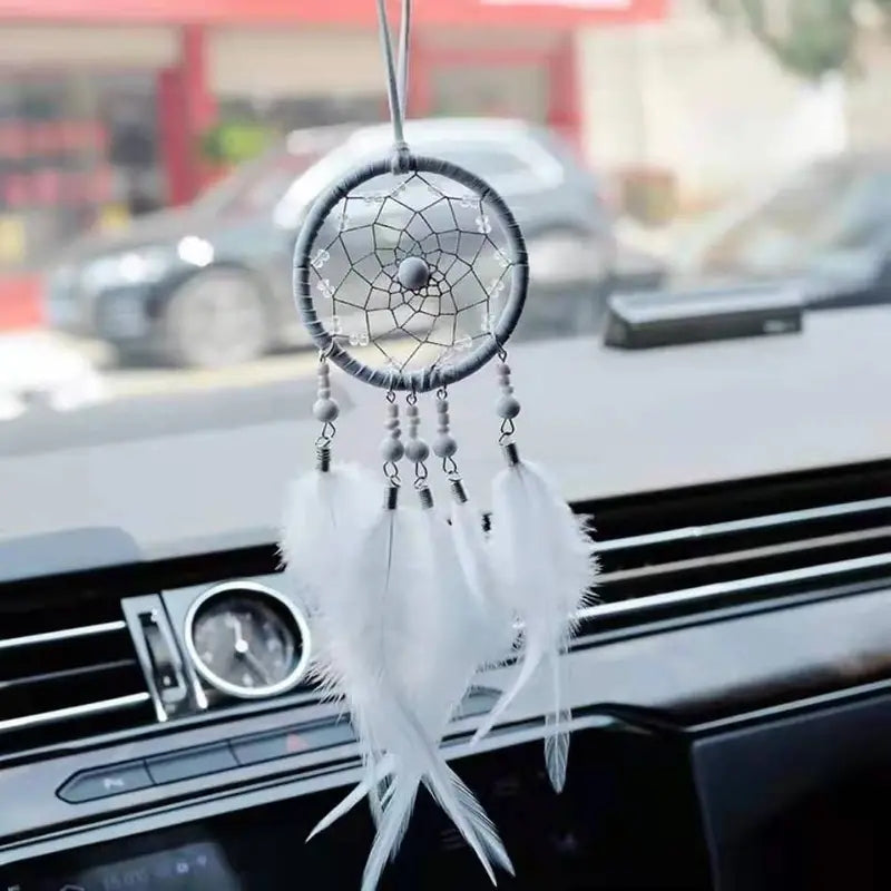 Car Dream Catcher Charm with Feather Tassel Pendant