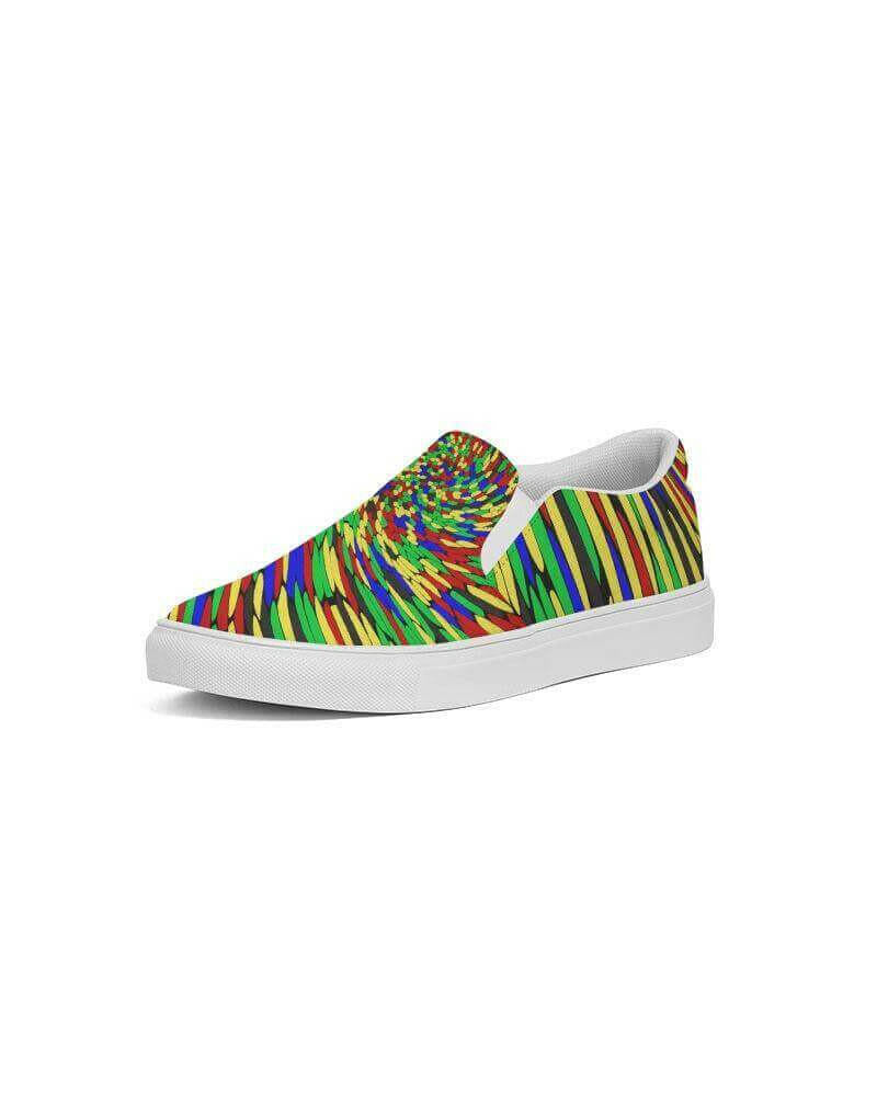 multicolor slip-on canvas sneakers