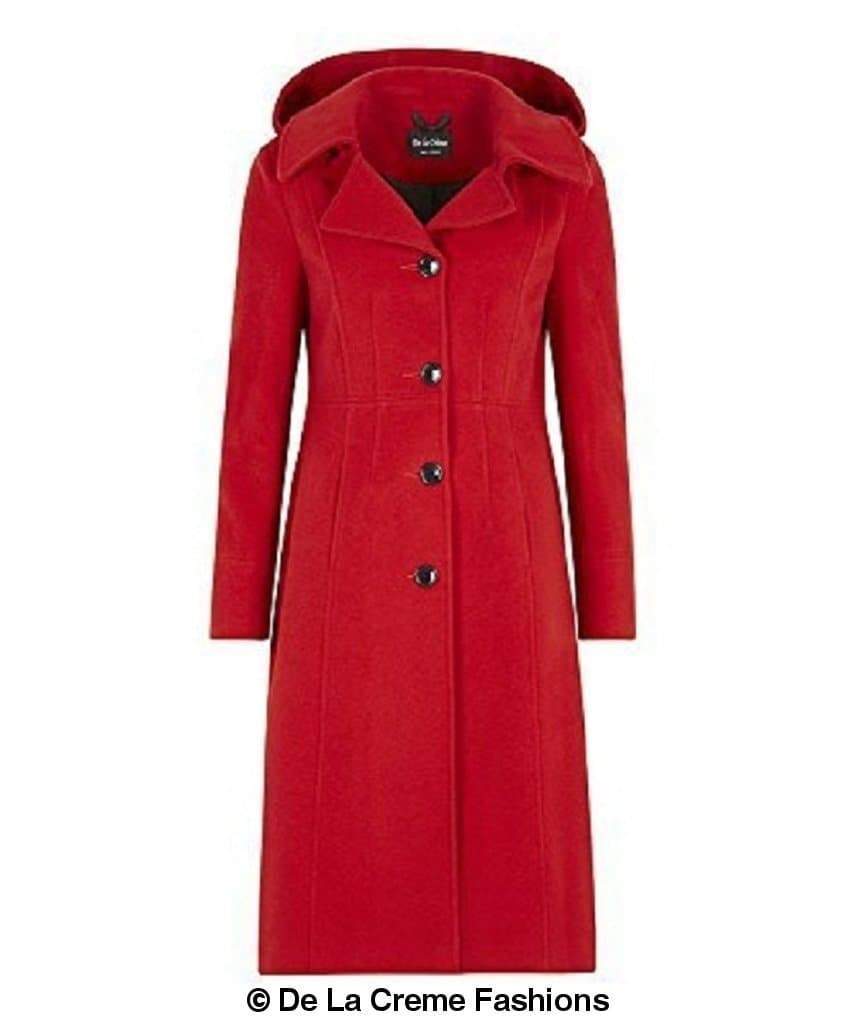 Wool Blend Hooded Mid Length Coat (1704)