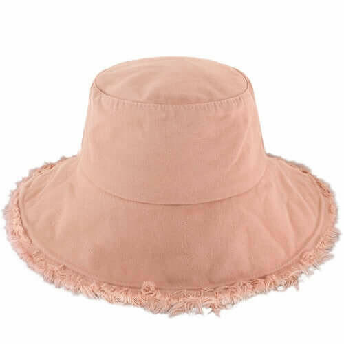 Wide Brim Frayed Bucket Hat.