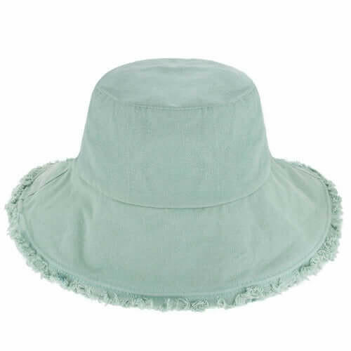 Wide Brim Frayed Bucket Hat.