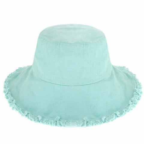 Wide Brim Frayed Bucket Hat.